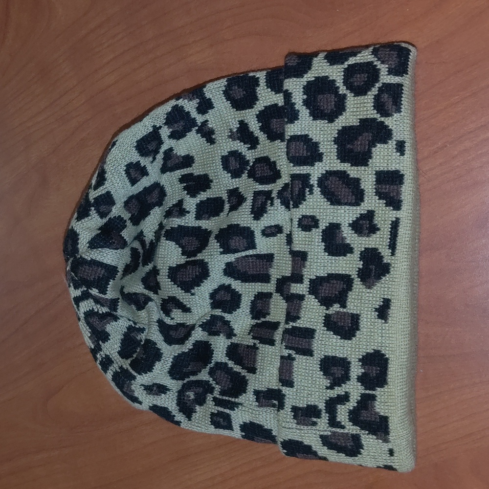 Panache Leopard Print Stitched Patch Knit Beanie - image 3